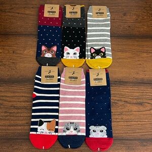 ⚪️ Set of (6) Cat / Kitten / Kitty Socks